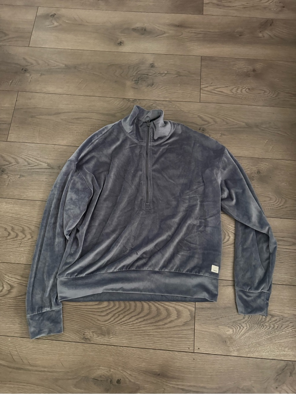 Vuori Women’s Half-Zip Velvet Ribbed Pullover Mockneck Sweater Slate Blue Small